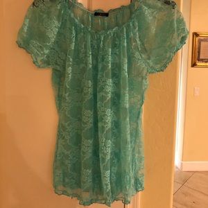 2 Beautiful Green & Orange Lace Tops